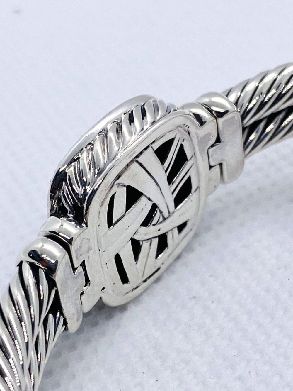 David Yurman Black Onyx Diamond Albion Bangle Double Cable Bracelet - Picture 6 of 14